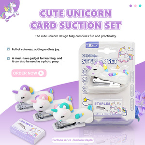 Lot de Agrafeuses Licorne Cartoon en Gros, Emballage Blister, Agrafeuse avec Agrafes pour Étudiants, Fournitures Promotionnelles pour Magasins de Cadeaux - Product Image 1