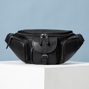 Schlatum của nam giới kích thước lớn màu đen chính hãng da bò da Sling ngực Túi Đồng đa chức năng ach Eo Túi với dây đeo có thể điều chỉnh - Product Image 6