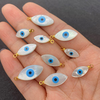 Perles ovales en nacre, pendentifs en forme d'œil de cheval, breloques ethniques iconiques anti-mal avec boucle pour la fabrication de colliers
