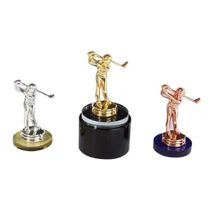 professional custom crystal sport trophy various metal awards factory wholesale gold silver bronze crystal golf trophy award