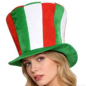 Chapeau drapeau italien pour le fun du carnaval, chapeau pour supporters de football, chapeau haut-de-forme en velours personnalisé W683-<span class=keywords><strong>2</strong></span> - Product Image 1