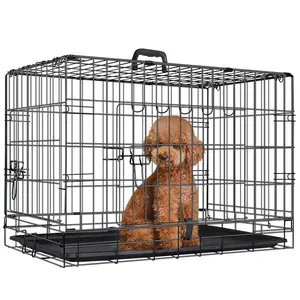 小型および中型犬輸送ペットケージ用の強化された高品質の折りたたみ式鉄線犬用ケージ