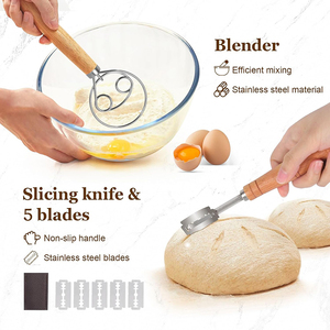 Kit de 15 Piezas para Hacer Pan de Levadura, Herramientas para Hornear Pan de Levadura con Cesta de Fermentación Redonda y Ovalada de Ratán - Product Image 2