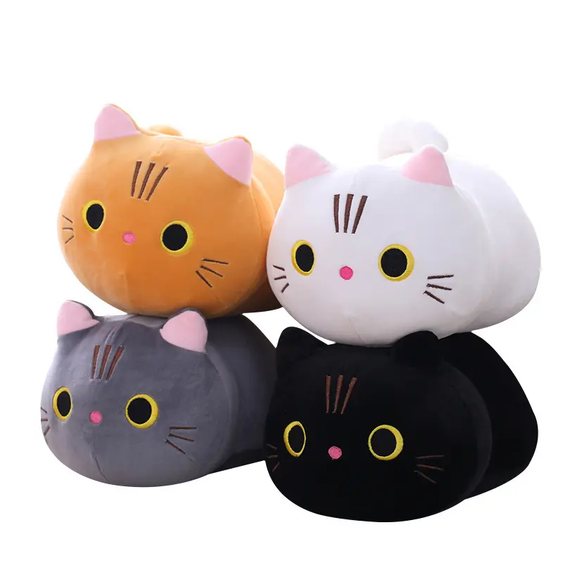 Cartone animato morbido simpatico peluche gatto peluche personalizzato 25cm Kawaii a forma di gatto divano cuscino cuscino adorabile giocattolo per bambini