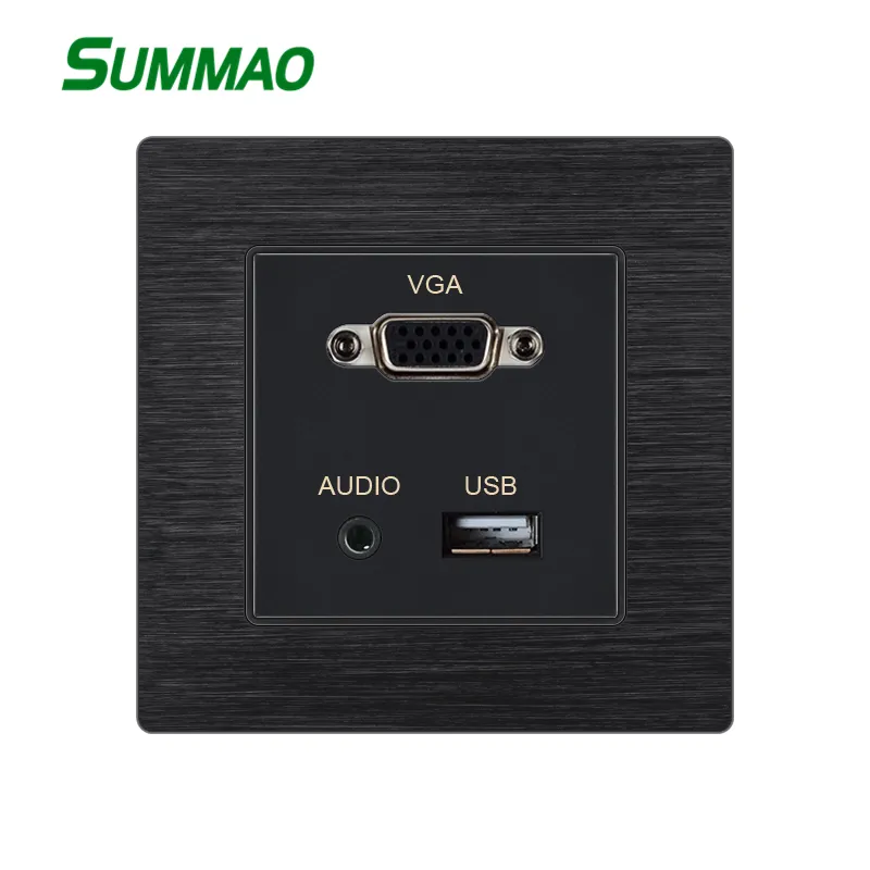 เต้ารับติดผนังอเนกประสงค์พร้อมพอร์ต USB สัญญาณเสียงแบบ VGA AV สำหรับมัลติมีเดีย