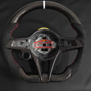 Volante Sportivo Personalizzato in Fibra di Carbonio <span class=keywords><strong>e</strong></span> Pelle per Uniport <span class=keywords><strong>Giulia</strong></span> Stelvio Tonale - Accessorio Interno Auto Stile Racing - Product Image 1
