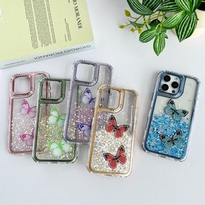 Bướm long lanh sang trọng Bling Epoxy TPU 360 Thiết kế chống sốc Phụ kiện sáng bóng New PC trở lại tùy chỉnh bán buôn điện thoại di động trường hợp - Product Image 2