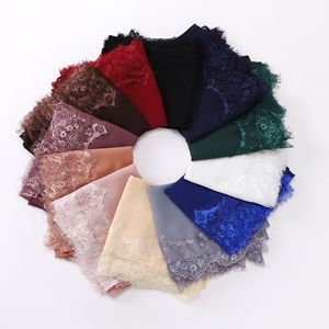 Nouvelle écharpe en mousseline de soie bord de cils Hui voile musulman longue écharpe moyen-orient hijab - Product Image 1