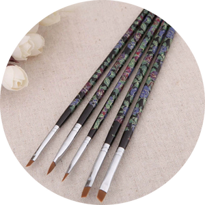 5 Pcs Nail Art Brush Set Nylon Crimped Ferrule Printing Handle Flat Slant Gel Nail Painting Manicure Salon Nail Brushes Kit - Product Image 3