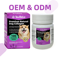 Collagène naturel premium pour chiens 1,76 oz (50 g) Collagène et glucosamine pour un pelage brillant et une peau saine 100 comprimés à mâcher pour chiens
