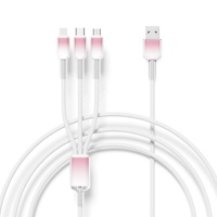 Cable de Carga 3 en 1 Transparente con Trenzado Degradado de 1.2M y 3A, Cable Multicargador con Logotipo Personalizado, 8 Pines, Tipo C, Micro USB para Dispositivos Móviles
