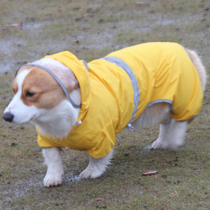 Short Reflective Raincoat For Corgis Full Coverage Waterproof Bodysuit For Small <b>Dogs</b> Yellow Lake Blue Four Seasons Pet <b>Clothes</b> - Product Image 1