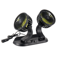 Ventilateur de voiture double tête 12V 24V, 2 vitesses, rotation à 360°, avec prise allume-cigare pour l'été