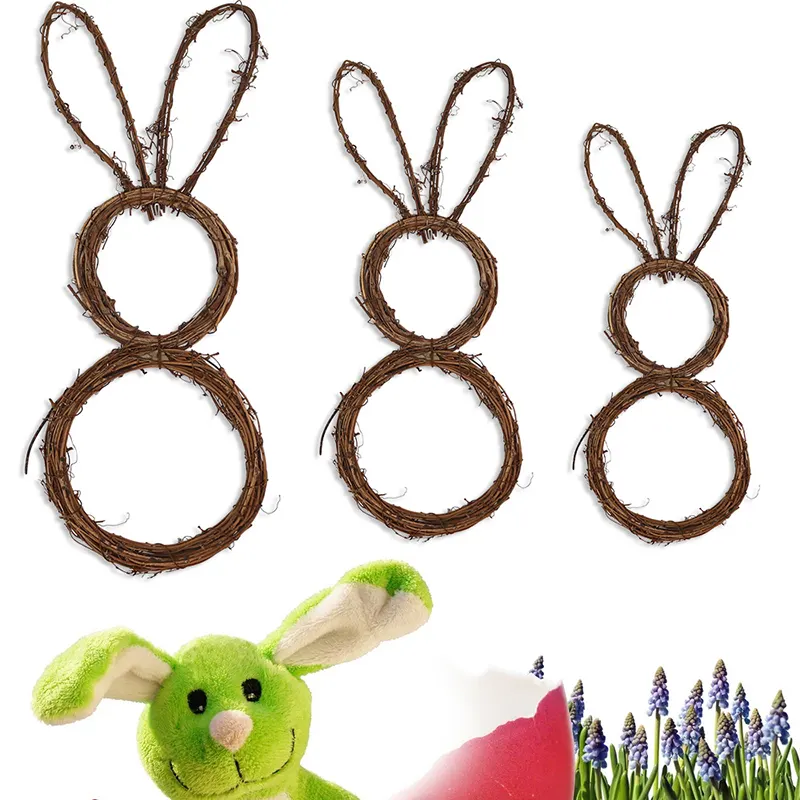 Пасхальный венок кролика в форме кролика виноградный венок ручной работы ротанговый кролик гирлянда подвеска для украшения входной двери