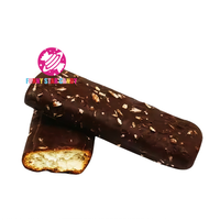 Barres de chocolat halal personnalisées en gros, collation pour enfants, biscuits gaufrettes enrobées de chocolat au lait et de noix de coco râpée