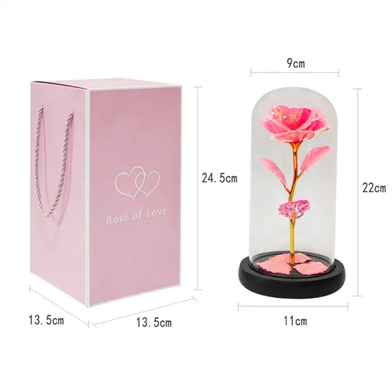 2021 Wholesale decoration rose gift sets custom color sky blue external preserved rose flower in glass dome for woman