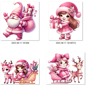 कस्टम प्रिंट गर्मी हस्तांतरण के लिए तैयार, विनील गुलाबी क्रिसमस पात्रों को प्रेस करने के लिए तैयार - Product Image 4