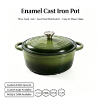 Cocotte en fonte émaillée avec couvercle, ustensile de cuisson robuste, pot en fer pour braiser, faire mijoter, rôtir, compatible avec toutes les plaques de cuisson