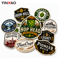 Autocollant en vinyle découpé sur mesure, n'importe quel logo, design professionnel Yingao, autocollants imperméables pour bouteille de bière artisanale, bocal en verre, boîte isotherme