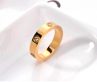 MECYLIFE 4mm Breite Ringe 6 Diamanten Schmuckring Mode Edelstahl 18k Gold Diamant Klassische Ringe