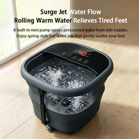 Bain de pieds chauffant pliable avec rouleaux rotatifs, seau de trempage portable pour les pieds, soin quotidien à domicile