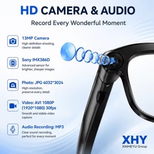 แว่นตาอัจฉริยะ M08E กล้อง HD 13MP พร้อมเซ็นเซอร์ AI แปลภาษา หน่วยความจำ 4GB ระบบตัดเสียงรบกวน ENC 5.4 เทคโนโลยีสวมใส่ได้ ความละเอียด 1080P 30fps ระบบสัมผัส - Product Image 3