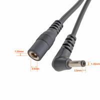 Cable de Extensión de Alimentación con Conector Hembra DC3.5*1.35mm a Conector Macho en Ángulo Recto para Cargador de Laptop y Cámara de Seguridad CCTV