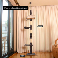 Arbre à chat surélevé en bois et sisal avec griffoir et maisonnette pour chat, design durable, emballage carton – Grande taille, en promotion