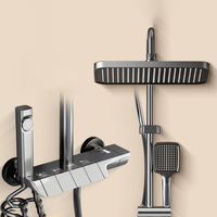 Sistema de ducha tipo lluvia con botones de teclado de piano, columna de ducha de ABS y acero para baño, mezclador de agua fría y caliente, ideal para apartamentos económicos.