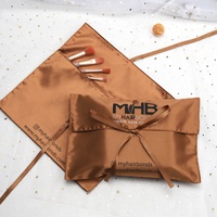Pochette enveloppe en satin de haute qualité personnalisée paquet d'extension de cheveux sac d'emballage pour perruque avec ruban sac à poussière en satin de soie imprimé logo