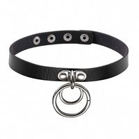 Collier ras du cou en cuir PU punk rock gothique emo avec anneaux en O, clous et rivets, réglable