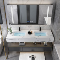 Meubles de salle de bains miroir, vanité, hôtel salle de bains, Double fabricants évier, 220x84 pouces