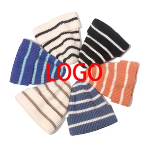 Drapeau américain sport cachemire jacquard tricot mens logo personnalisé uni laine mérinos nouveau bonnets snood imprimé bouffant patch métal