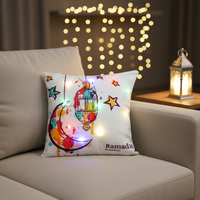 631658-59 Housse de coussin en tissu islamique LED 45x45cm pour canapé, décoration Eid Mubarak Ramadan, vente en gros