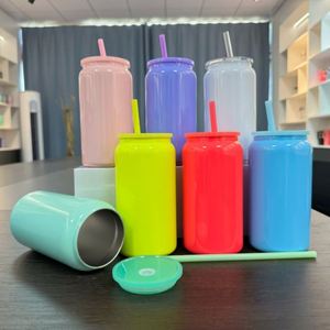 Nuevo Modelo de Vaso Aislado para Sublimación de 16 oz, Vaso de Acero Inoxidable Tipo Mason Jar con Pajita, Personalizable, Colorido, para Regalo - Product Image 2