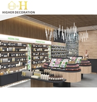 Présentoir de Comptoir de Magasin de Style Rustique et Bio pour Cosmétiques avec Luminaire Suspendu Vertical Long