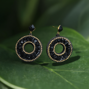 <b>Crystal</b> <b>Earrings</b> 316L Stainless Steel PVD Gold Plating Sustainable Resistant Round Dangle <b>Studs</b> - Product Image 3