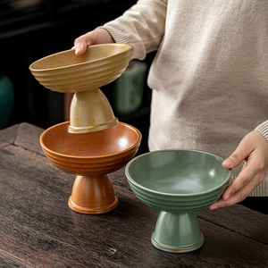 Ensemble de bols en céramique sur pieds, style traditionnel, réutilisables, pour servir des fruits, des collations, du thé - Product Image 4