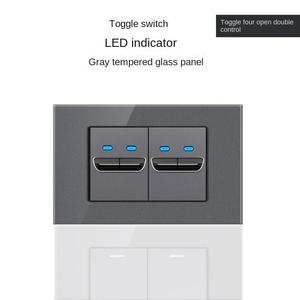 Interrupteur mural universel en verre trempé avec panneau à 1/2/3/4 boutons et indicateur LED - Product Image 3