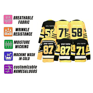 Maillot de hockey sur glace cousu 2026 en gros à prix réduit – Pittsburgh 58 Letang 65 <span class=keywords><strong>Karlsson</strong></span> 66 Lemieux 71 Malkin 87 Crosby - Product Image 2