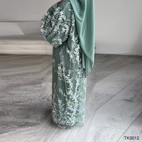 Abaya de Luxe Habib Personnalisée Deux Pièces 2026 – Vente en Gros, Dentelle Florale Perlée, Modeste, pour l'Aïd et le Ramadan