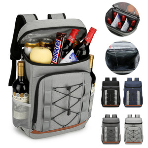 Mochila nevera aislada para exteriores con doble capa de tela Oxford y almacenamiento para botellas de vino, ideal para pícnic, camping y viajes. - Product Image 1