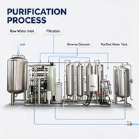 Sistem Filter Air Reverse Osmosis (RO) 2000 LPH, Baja Anti Karat 316L, Kontrol PLC untuk Industri Farmasi