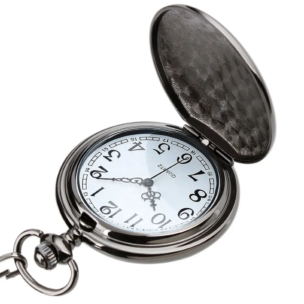 Classic Design Smooth Surface Double Cover Mechanical Plain Pocket Watch for Women Men