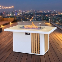 Table de foyer rectangulaire en bois de teck de 55000 BTU
