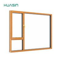 Fenêtre à battant et à bascule en bois recouvert d'aluminium Huasin avec moustiquaire pour système de ventilation à ouverture vers l'intérieur