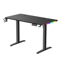 Bureau de jeu électrique réglable en hauteur avec plateau en fibre de carbone, support de jeu motorisé avec éclairage LED pour les joueurs