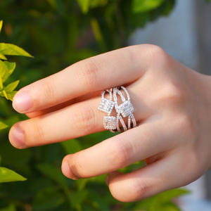 Anillo de compromiso de plata de primera ley y circón para mujer, sortija ajustable, plata esterlina 18, Circonia cúbica, zirconia, circonita, zirconita, zirconita, diseño lujoso, boda, compromiso - Product Image 2