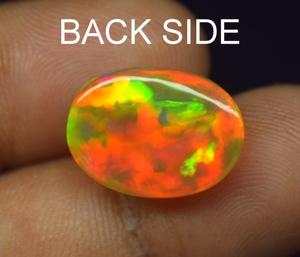Opale de haute qualité multi-feu, cabochon, pierre précieuse naturelle en vrac, Rajasthan Z. R. GEMS JEWELLERY, ovale 16.6x12.4x6.4mm, 7.10 carats pour - Product Image 2
