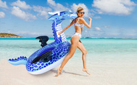 Bouée gonflable géante en PVC Dragon Volant Bleu, pour parc aquatique, 262x153x130CM, pour piscine extérieure, fête, plage